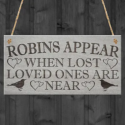 £3.99 • Buy Robins Appear Memorial Love Home Gift Friend Hanging Plaque Heart Sign 