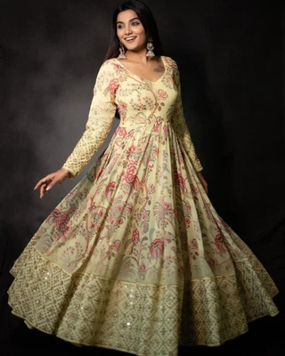 $93.70 • Buy Gown Salwar Kameez Pakistani Indian Wedding Party Wear Dress Bollywood Suit New