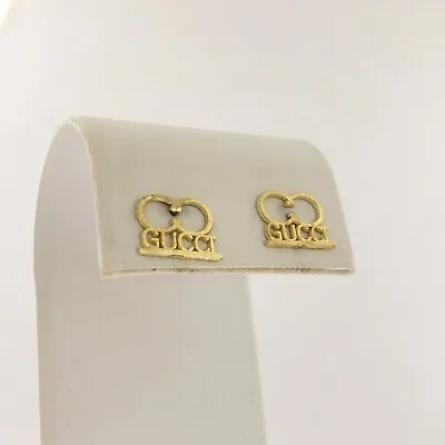 Solid 10k Gold Gucci Style GG Brand Stud Earrings New • $304.96
