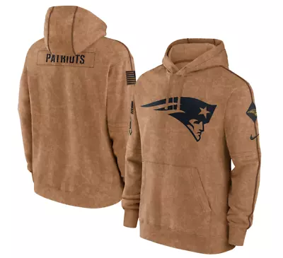 Men's New England Patriots Brown 2023 Salute To Service Club Pullover Hoodie • $62.99