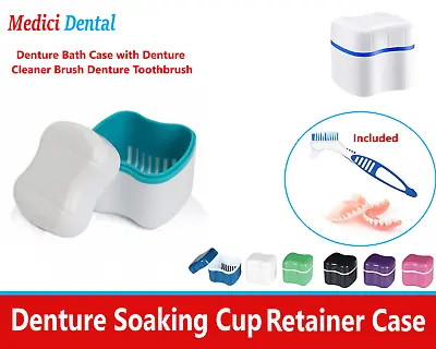 Denture Care Retainer Box With Toothbrush To Clean Denture With Rinsing Basket • $9.99