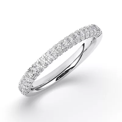 E/VS Lab-Grown Round Cut Diamond Half Eternity Ring In 18K White Gold • $886