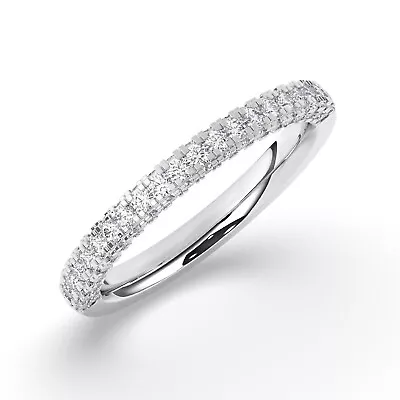 E/VS Lab-Grown Round Cut Diamond Half Eternity Ring In 950 Platinum • $904