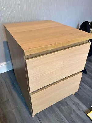 IKEA MALM Bedside Table - White Stained Oak Veneer Effect - Condition Used • £10