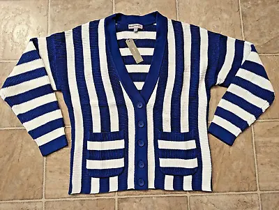 New J.Crew Sz S Oversized Patch-pocket Cardigan Sweater In Stripe Bq208 Z4 • $63.99