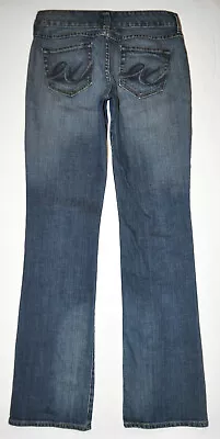 Express Women's Size 4L Long Eva Boot Cut Jeans Blue Factory Faded Stretch  • $29.99