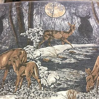 Deer In Forest Pictorial Blanket Bedspread Throw Moon In Sky Cover Full 71 X 88  • $29.99