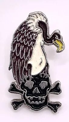 $8.50 • Buy Vintage  Vulture & Skull  Pin Collectible Old Biker Vest  Buzzard  Bird Pinback