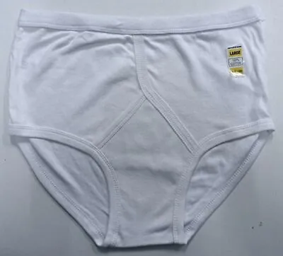 Mens Pack Of 2 White 100% Cotton Jersey Y-front Briefs Sizes S Mlxlxxl • £3.99