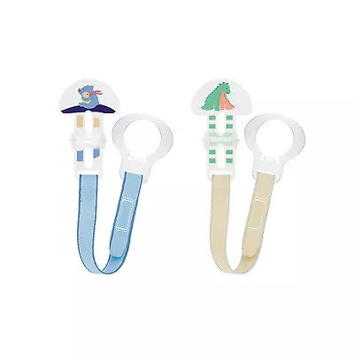 MAM 2 Clips For Pacifiers With Fasteners And Flexible Rings For Boys Designs • $14.24