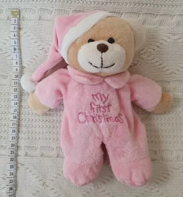 Dunelm Mill My First Christmas Pink Teddy Bear Soft Toy • £25