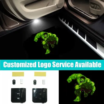 2x Running Hulk Logo LED Car Door Projector Ghost Shadow Welcome Lights • $17.99