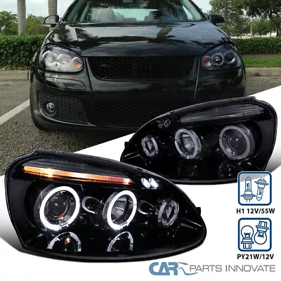 Fits 2006-2008 VW Golf Jetta Mk5 Smoke Black LED Halo Projector Headlights • $165.95