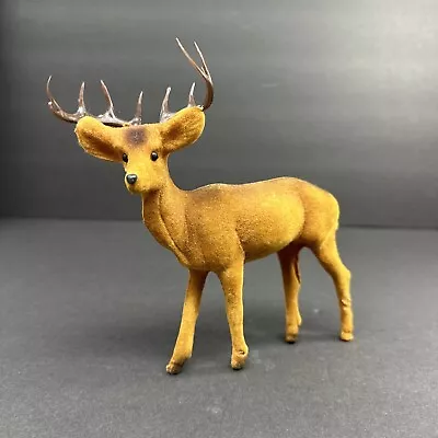 Vintage Flocked Deer Reindeer Buck Figurine Christmas Decor Hunting • $12.75