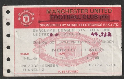 £1.99 • Buy 06/10/1991 Ticket: Manchester United V Liverpool