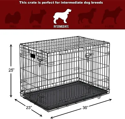 Large 36” Heavy Duty Pet Kennel Cat Dog Folding Crate Wire Metal Cage • $64.99