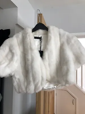 £25 • Buy Debut Womens Fur Shrug Ivory Medium/Large Brand New