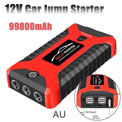 Portable Car Jump Starter Power Bank Pack Vehicle Battery Charger 99800mAh 12V • $65.79