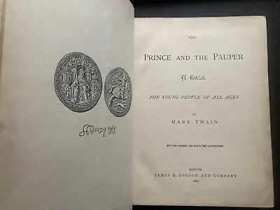 1882 !! The Prince And The Pauper By Mark Twain HC Leather Illus. • $179.99