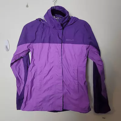 Marmot PreCip Outdoor Full Zip Hooded Windbreaker Rain Jacket Womens Size XS Pur • £38.01