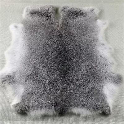 Natural Grey Rabbit Fur Pelt (10  By 14  With Sewing Quality Leather) - Soft Pro • $15.28