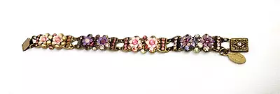Lovely Michal Negrin Metal Bracelet  Colourful Crystal Flowers. • $89.10