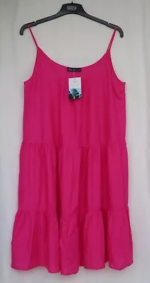 Ladies Marks And Spencer Pink Sleeveless Tiered Beachwear Dress Size 12 • £14.50