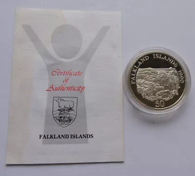 1990 Falkland Islands 50p Silver Proof Save The Children Coin With COA • £19.99