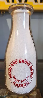 Trpp Highland Grove Dairy Kasson West Virginia Wva Barbour Co. Raw Milk Bottle • $19.88