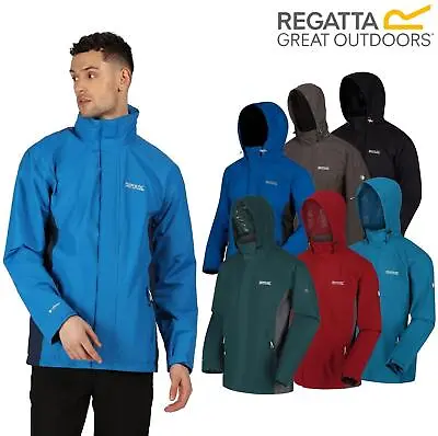 Regatta Mens Matt Windproof Waterproof Hooded Coat Full Zip Lined Rain Jacket • £28.99