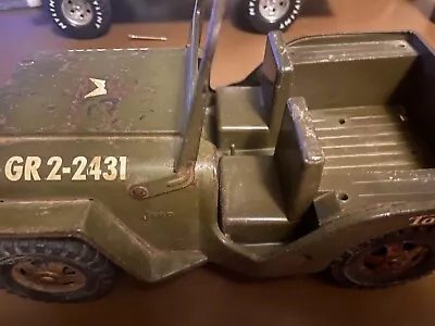 Vintage Tonka Pressed Steel Army Jeep Military Green G-2-2431 10  • $0.99