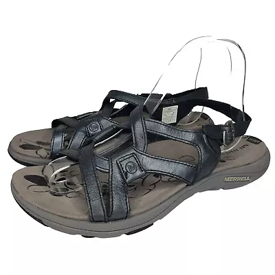 Merrell Agave 2 Lavish Leather Sandal Midnight Wome Size 8 Strappy Buckle J62308 • $32.99