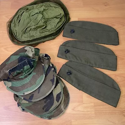 US Marine Corps Camo Utility Hats Garrison Caps Mosquito Head Net Lot Of 8 • $71.62