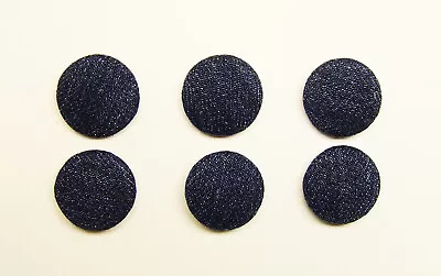 6 Denim Covered Buttons In Dark Blue Denimw/metal Loop All Same Size At 21mm • $9.86