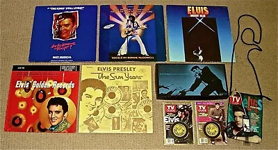 RARE ELVIS:Musical/TV Movie/Gold&Blue LPs; Interviews/2TV Guides+Purse/Boxed CD • $83