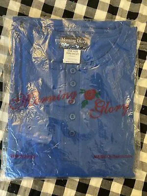 Morning Glory OSFM~Bust~52” L~49” Long T-Shirt Night Shirt~Blue~NIP • $24