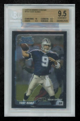 $138.90 • Buy 2003 Bowman Chrome #144 Tony Romo RC BGS 9.5 Gem Mint Dallas Cowboys