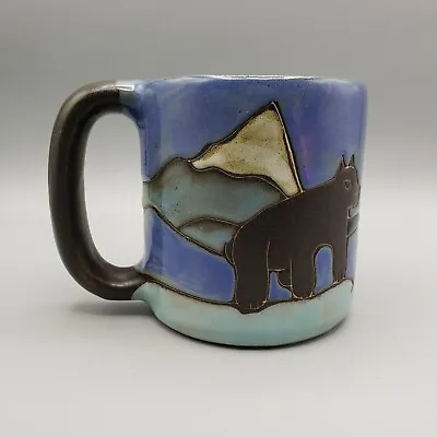 Art Pottery Coffee Mug Mara Bear And Cub Blue Green Mexico Large Cup Tea Cocoa • $22.49
