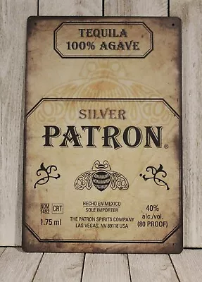 Patron Silver Tequila Tin Sign Bar Man Cave Vintage Style Mexican Restaurant   • $10.97