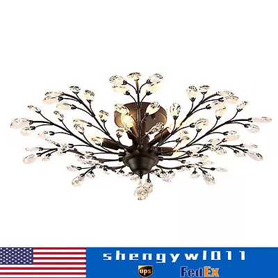 5-Lights Crystal Chandelier Light Branches Ceiling Pendant Lamp Vintage Fixture  • $77