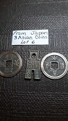 From Old Japan 3 Coins Asian   Mon And Spade Coin Lot 6 • $9.95