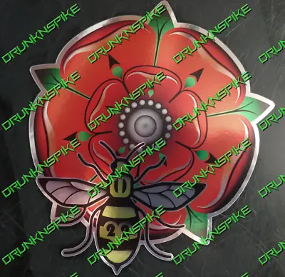 £3.50 • Buy Manchester Bee Lancashire Rose Chrome Silver Bumper Sticker Car Van Window Decal