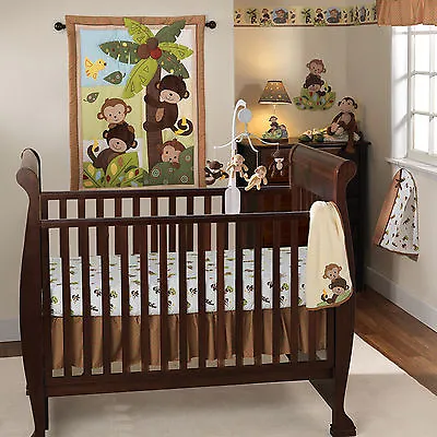 Bedtime Originals Monkey CURLY TAILS 3 PC Crib Set Nursery Lambs & Ivy Baby Bed • $79.99