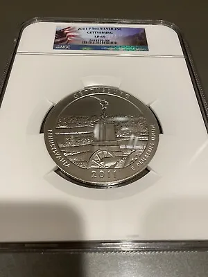 2011 P 5 Oz Silver 25c Gettysburg Ngc Sp 69 • $355