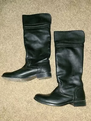 Women's Frye Melissa Trapunto Leather Black Tall RIDING Boots 76442 Size 6.5 EUC • $41.99