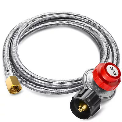 4FT Steel Braided 0-20PSI Adjustable High Pressure Propane Gas Regulator Hose • $25.64