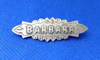 Antique Victorian Sterling Silver Name Brooch Barbara Chester 1897 Maker RS • £24.99