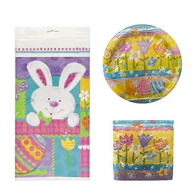 Easter Bunny Egg Table Cloth Restaurant Party Home Table Ornament Plates Napkins • £2.29