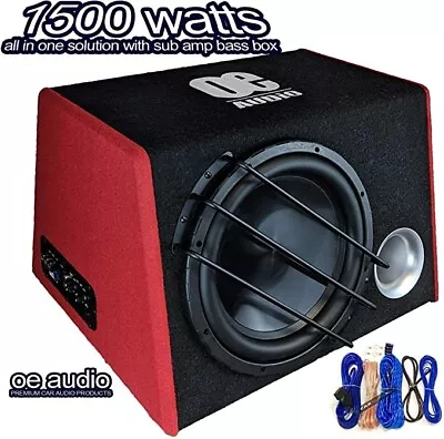 1500 Watts 12  Bass Box Car Audio Sub Woofer Amp Active Amplified NEW UPGRADED • £149.99