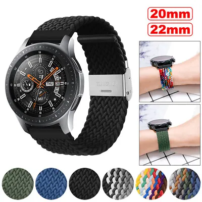 Mens Breathable Stretchy Nylon Watch Elastic Strap 18-22mm Smartwatch Wrist Band • £6.89